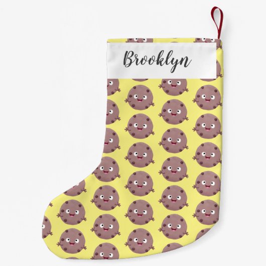 Cute smart chocolade chip cookie cartoon kleine kerstsok (Achterkant)