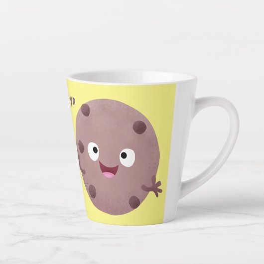 Cute smart chocolade chip cookie cartoon latte mok (Rechts)