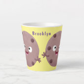 Cute smart chocolade chip cookie cartoon latte mok (Voorkant)