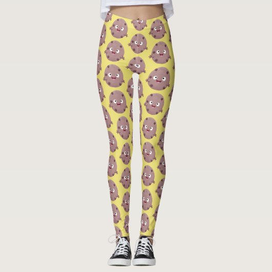Cute smart chocolade chip cookie cartoon leggings (Voorkant)
