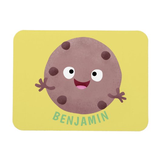 Cute smart chocolade chip cookie cartoon magneet (Horizontaal)