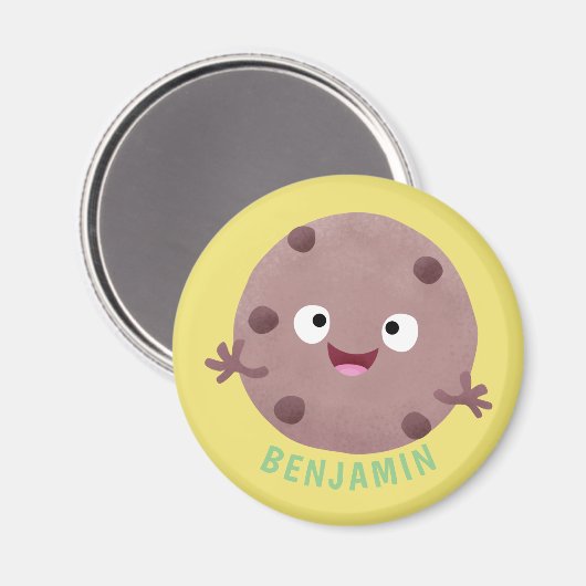 Cute smart chocolade chip cookie cartoon magneet (Voorkant / Achterkant)
