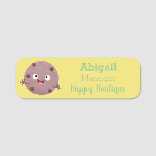 Cute smart chocolade chip cookie cartoon naamplaatje (Voorkant)