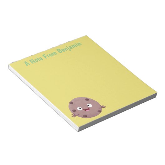 Cute smart chocolade chip cookie cartoon notitieblok (Schuin)