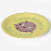 Cute smart chocolade chip cookie cartoon papieren bordje (Gekanteld)