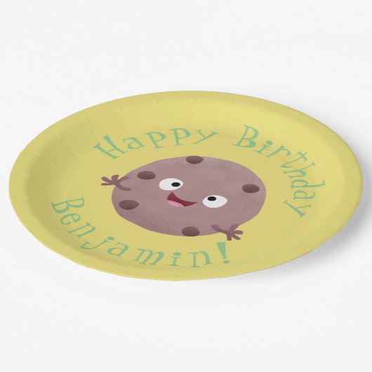 Cute smart chocolade chip cookie cartoon papieren bordje (Gekanteld)