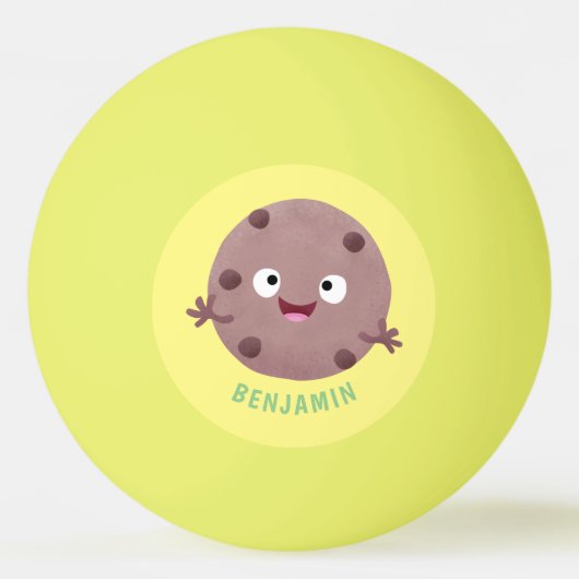 Cute smart chocolade chip cookie cartoon pingpongbal (Achterkant)
