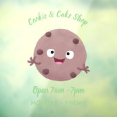 Cute smart chocolade chip cookie cartoon raamsticker (Vel 3)