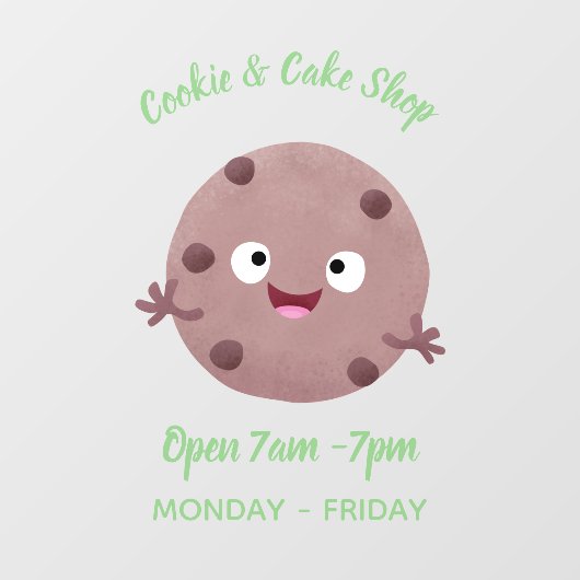 Cute smart chocolade chip cookie cartoon raamsticker (Vel)