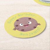 Cute smart chocolade chip cookie cartoon ronde kartonnen onderzetter (Gebogen)