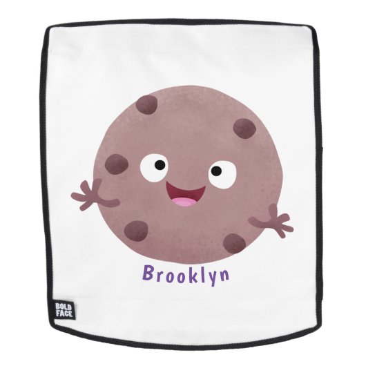 Cute smart chocolade chip cookie cartoon rugtassen (Verwijderbaar gezicht)