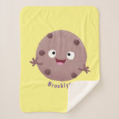 Cute smart chocolade chip cookie cartoon sherpa deken (Voorkant)