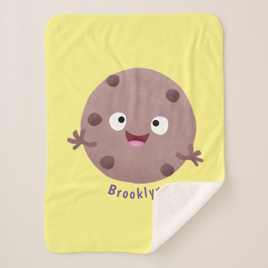 Cute smart chocolade chip cookie cartoon sherpa deken (Voorkant)