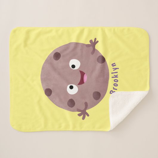 Cute smart chocolade chip cookie cartoon sherpa deken (Voorkant (horizontaal))