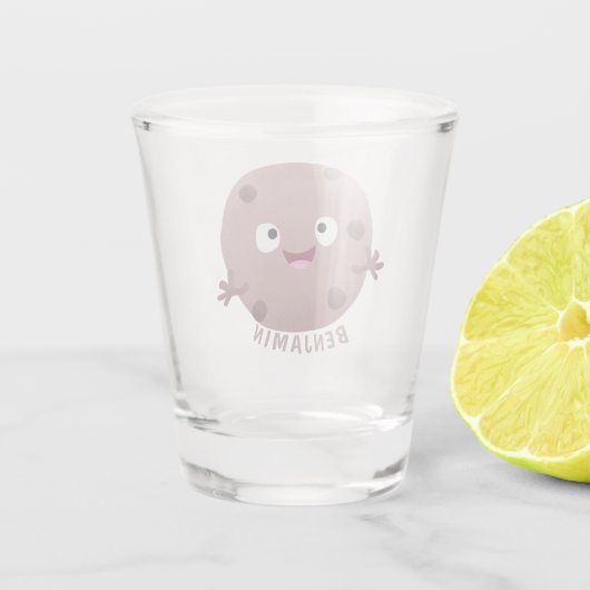 Cute smart chocolade chip cookie cartoon shot glas (Achterkant)
