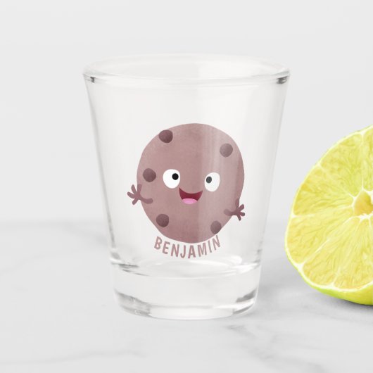 Cute smart chocolade chip cookie cartoon shot glas (Voorkant)