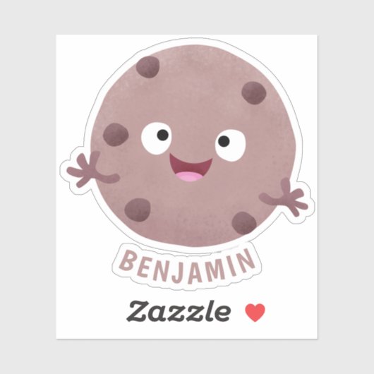 Cute smart chocolade chip cookie cartoon sticker (Vel)