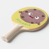 Cute smart chocolade chip cookie cartoon tafeltennisbatje (Voorkant Gekanteld)