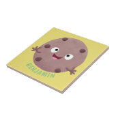 Cute smart chocolade chip cookie cartoon tegeltje (Zijkant)