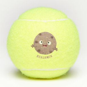 Cute smart chocolade chip cookie cartoon tennisballen