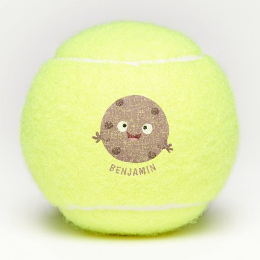 Cute smart chocolade chip cookie cartoon tennisballen (Voorkant)