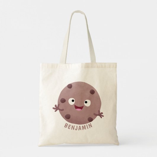 Cute smart chocolade chip cookie cartoon tote bag (Achterkant)