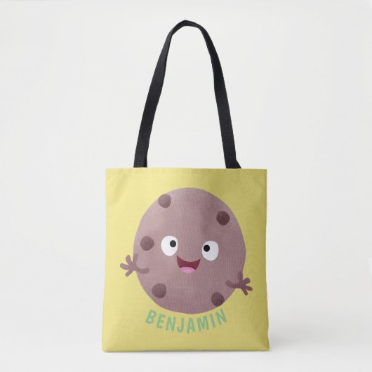 Cute smart chocolade chip cookie cartoon tote bag (Voorkant)
