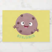 Cute smart chocolade chip cookie cartoon voedselcontainer etiket (Enkel label)