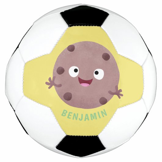 Cute smart chocolade chip cookie cartoon voetbal (Voorkant)
