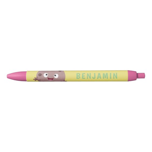 Cute smart chocolade chip cookie cartoon zwarte inkt pen (Voorkant)