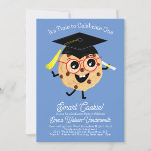Cute Smart Cookie Graduation Party Blue Kaart