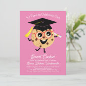 Cute Smart Cookie Graduy Party Cartoon Roze Kaart (Staand voorkant)