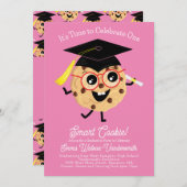 Cute Smart Cookie Graduy Party Cartoon Roze Kaart (Voorkant / Achterkant)