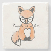 Cute Smart Fox Stenen Onderzetter (Voorkant)