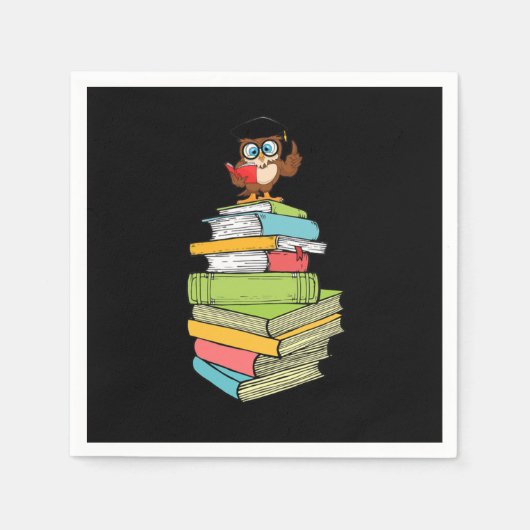 Cute Smart Literature Bookworm Owl Bibliophile Pil Servet (Voorkant)