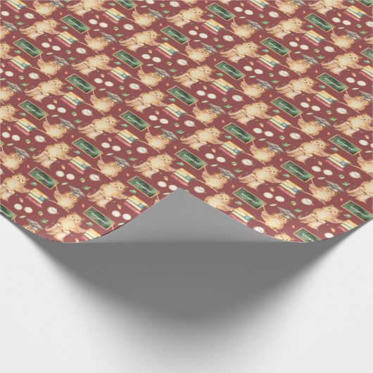 Cute Smart Owl met Chalkboard Kinder naam Cadeaupapier (Hoek)