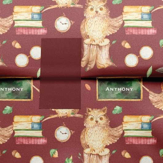 Cute Smart Owl met Chalkboard Kinder naam Tissuepapier