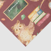 Cute Smart Owl met Chalkboard Kinder naam Tissuepapier (Detail)