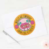 Cute Smart Pink Brain Knowledge Is Forever  Ronde Sticker (Envelop)