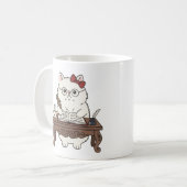 Cute Smart Teacher Writing Calligraphy Coffee Cat Koffiemok (Voorkant links)