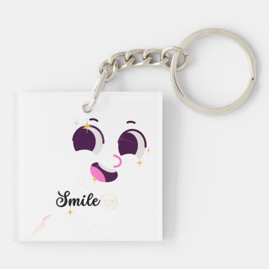 Cute Smile Face & Positive Quote Double-Sided Acry Sleutelhanger (Achterkant)