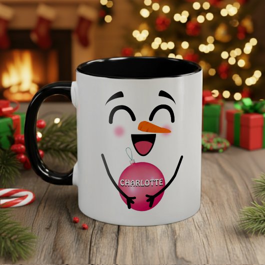Cute Smile Face Winter Snowman Kerstversiering Tweekleurige Koffiemok