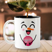 Cute Smile Face Winter Snowman Kerstversiering Tweekleurige Koffiemok