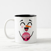 Cute Smile Face Winter Snowman Kerstversiering Tweekleurige Koffiemok (Links)