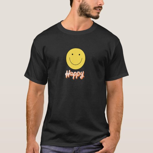 Cute Smile Happy Face Unisex Yellow Fun Sun Summer T-shirt (Voorkant)