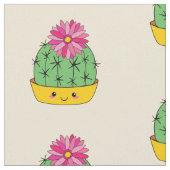 Cute Smiley Face Cactus Bloem Cartoon Stof (Close Up)