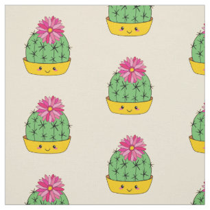 Cute Smiley Face Cactus Bloem Cartoon Stof