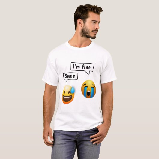 Cute Smiley Face Emoji Men’s T-Shirt (Voorkant volledig)