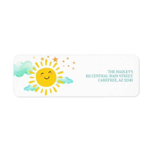 Cute Smiliing Sunshine Return Address Etiket (Voorkant)