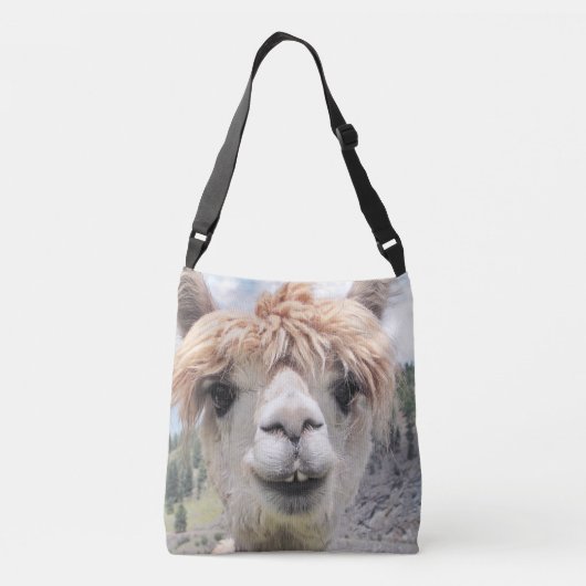Cute Smiling Alpaca Photo Afbeelding Crossbody Tas (Achterkant)